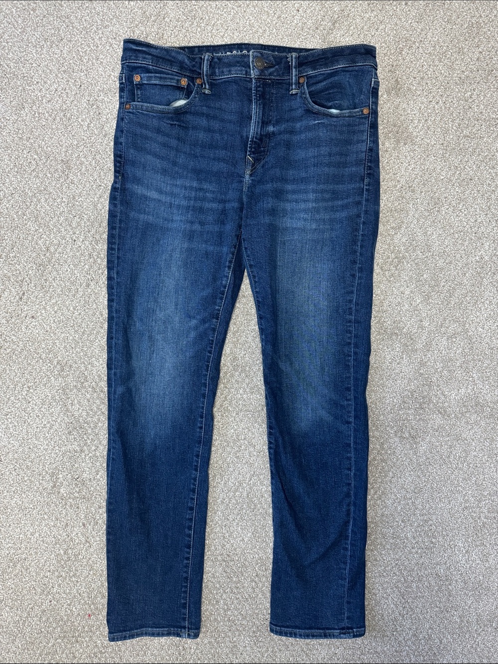 American Eagle Men’s Blue Dark Wash Slim Straight Jeans Sz 33x32